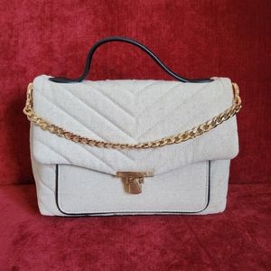 A New Day Quilted Top Handle Satchel Handbag in Canvas Material - EUC